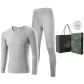Men's V-Neck Clothing Sets (Light Heather Gray) 100% cotton, Skin-Friendly, and 3A Antibacterial