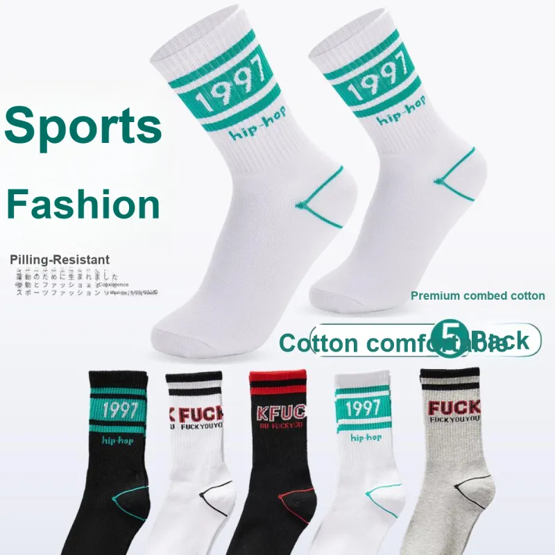 MIIOW Mid Calf Socks Men's Mixed Color 5 Pack-1