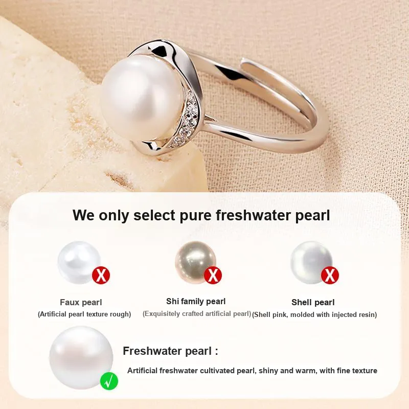 LAOYINJIANG Pearl 925 Sterling Silver Women's Ring Women's-3