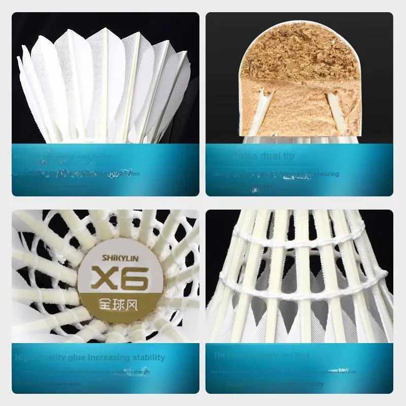Global Wind X5 12 Pack Goose Feather Single Side Goose Feather Club Stadium Match Shuttlecocks-3