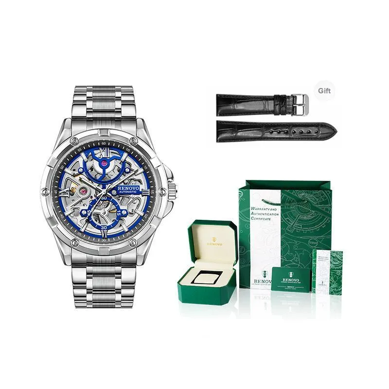 RENOVO Explorer Collection Automatic Mechanical Movement Watch Unisex Cut Out Dial-13