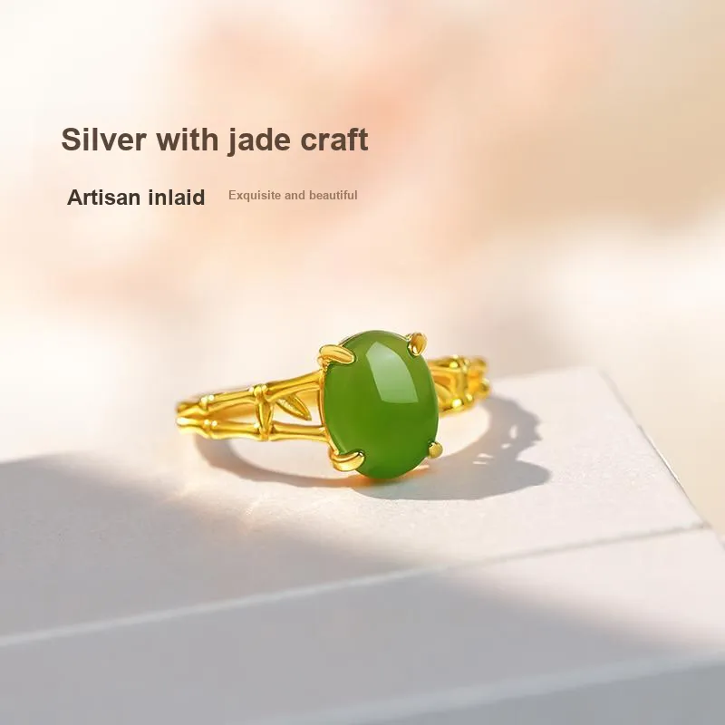 YINXIANGMOU Hetian Jade Rings Jasper Women's-4