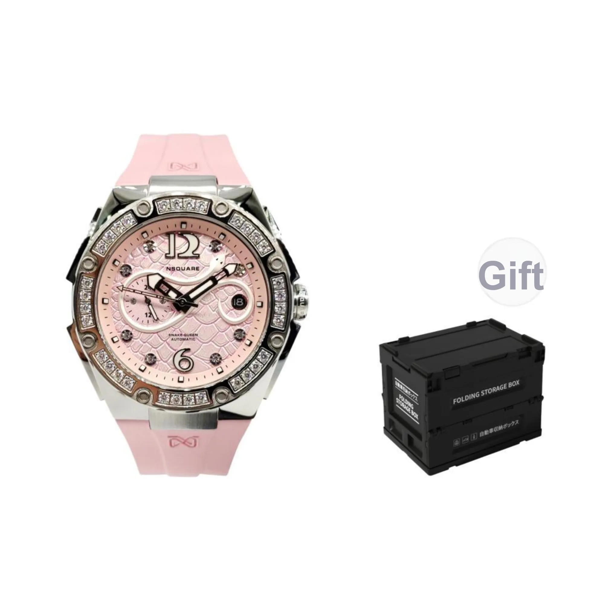 NSQUARE Queen Snake Collection Automatic Mechanical Movement Watch Women's Watch Pink Watch Dial