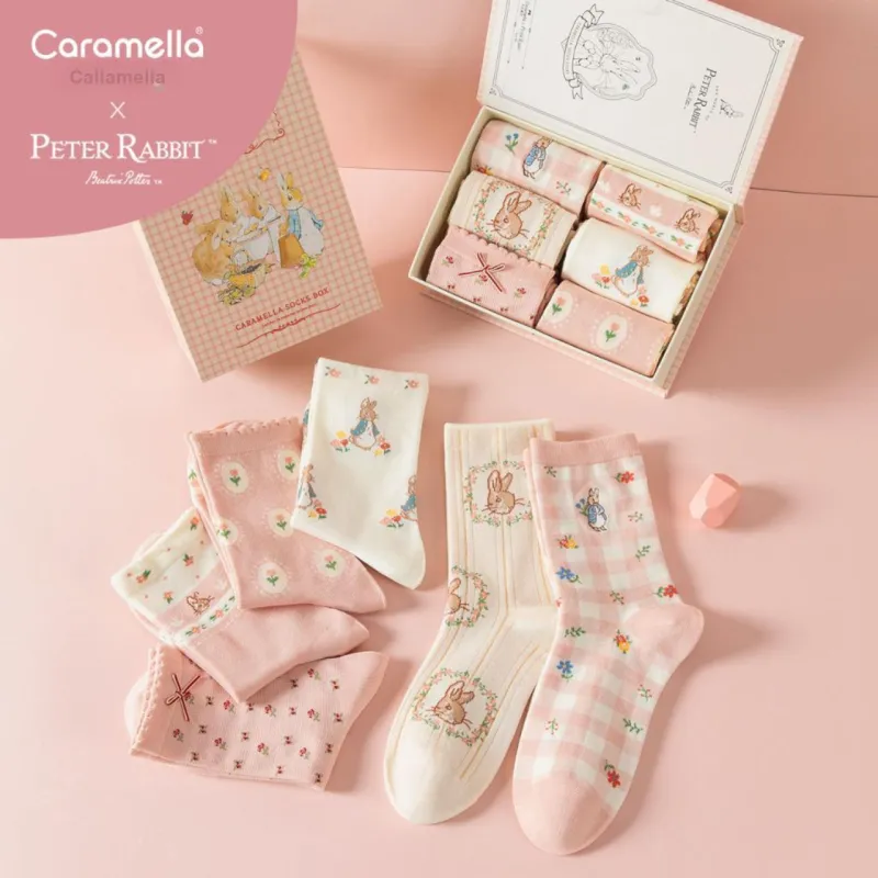 Caramella x BIDETULIANMINGKUAN Mid Calf Socks Women's Box 6 Pack-1