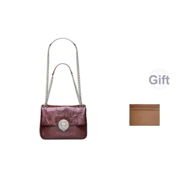 PECO Cow Leather Small Square Bag Shoulder Bag Women's Black/Brown