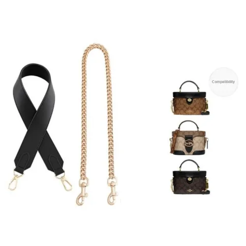 Jingxi Top Grain Cow Leather Bag Shoulder Strap Women's Black/Gold Tone