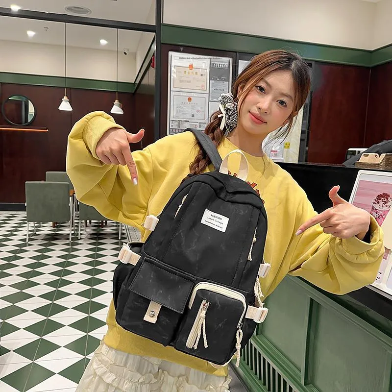 XIANGSU Nylon Backpack Unisex Blue/Red/Black/White-17