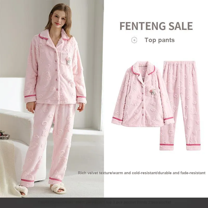 FENTENG Pajama Set Women's Light Pink-3
