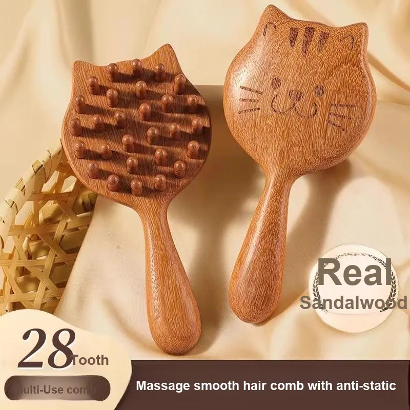 Future Maple Natural Sandalwood Massage Comb For Hair Care And Scalp Therapy Meridian Unblocking-5