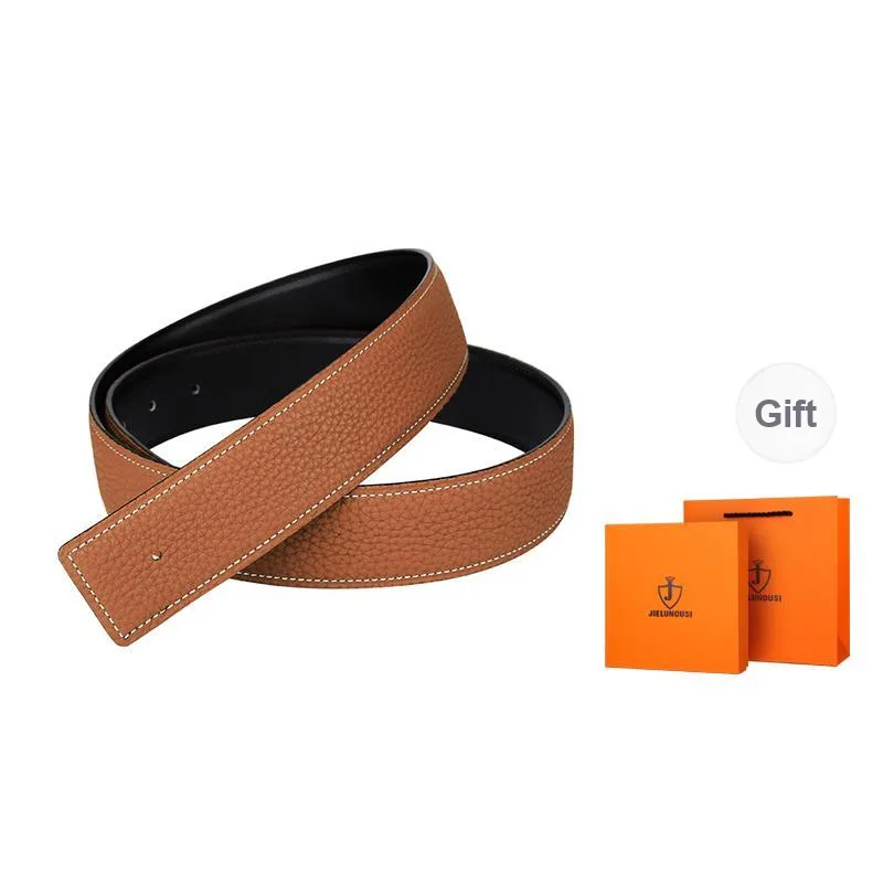 Jaylen Oos Headless H Buckle Smooth Buckle Unique Design Double Sided Top Grain Cow Leather Leather Belts Men's-26