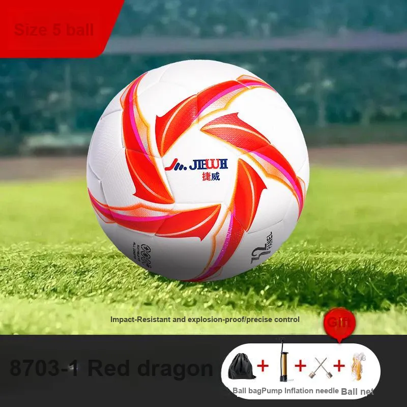 Jiewei Size 5 Ball Soccer PU Seamless Thermal bonding Unisex Red Dragon Claw-6