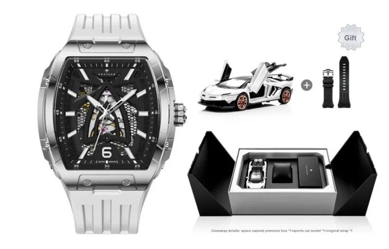 PONIGER Automatic Mechanical Movement Watch Men's Watches Black Dial-3
