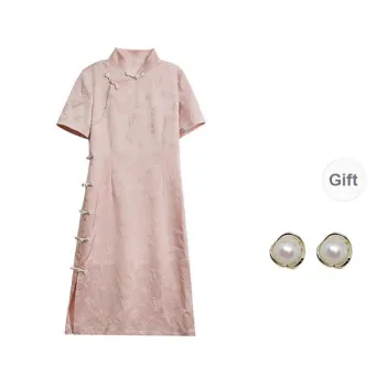 ANNECHEN SS24 Short Sleeved Cheongsam Dress Women's Pink