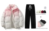 Set (Pink Coats+Black Pants+Buy One Get One Hats & Caps+Gloves)