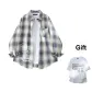 Gray Blue Plaid+White T-Shirt