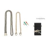 Yves Saint Laurent Perfume Box Gold-Tone Black Leather Chain 100cm+Gold-Tone Decorative Chain 30cm[Includes Modified Tool]