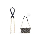 Dior lunch box bag dark blue leather chain straight gold puppy buckle