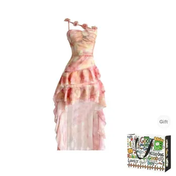 BVODE Sleeveless Dresses Women's Pink Camisole Floral Dress Shopping Bag