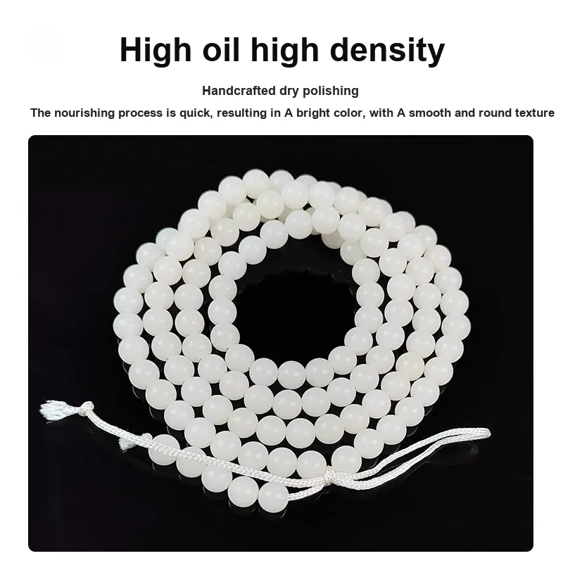JIUHUASHAN White Jade Bodhi Bead Chain Unisex-14
