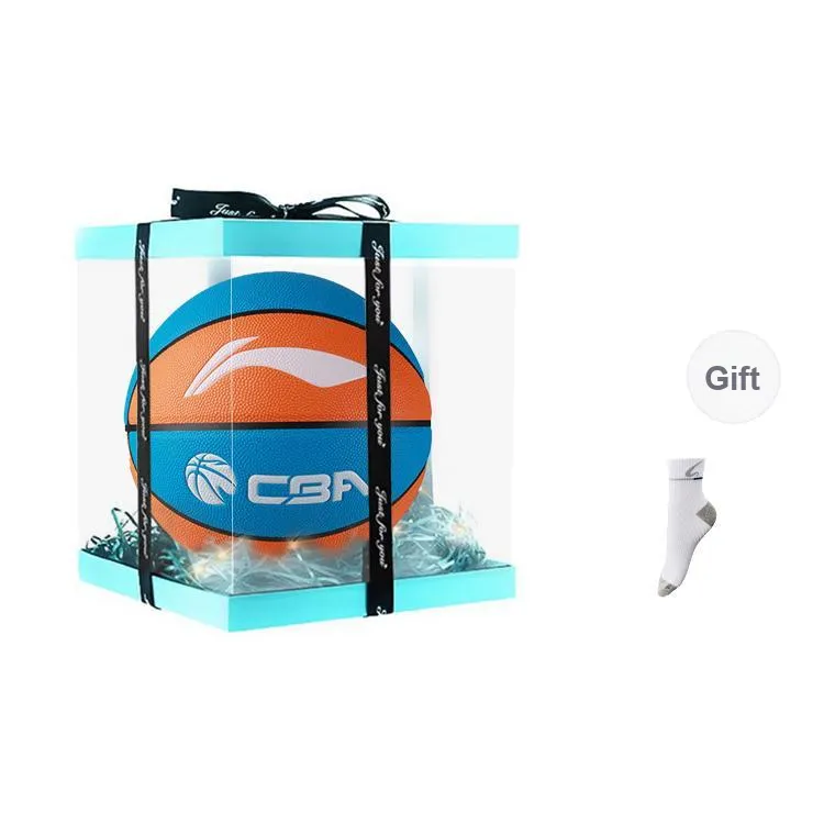 LiNing CBA Collection PU Basketball Blue Brown Size 7 Ball Match Unisex-5