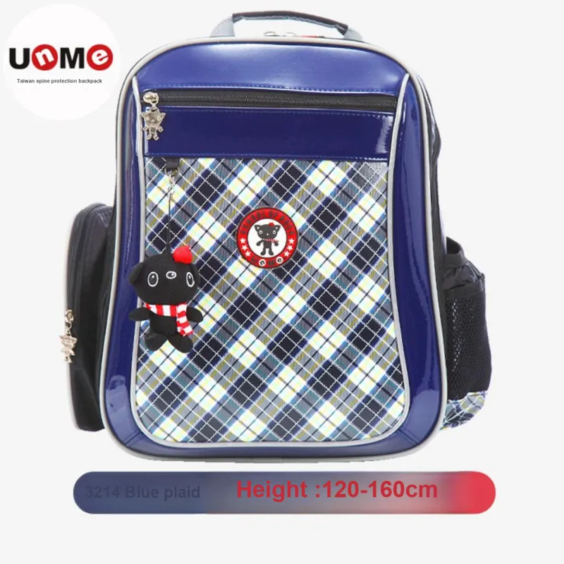 UNME Emulsion Layer Student Bag Medium Size Kids' Red Plaid/Blue Plaid-6