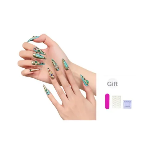 XIBI Ручная работа Премиум Свадебная Коллекция Ногтей Стильный False Nail PIECES Длинный Синий Jump Цвет