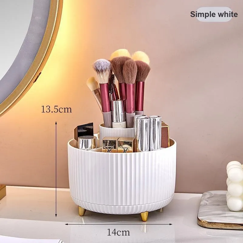ZHIYIN Skincare Storage Box Rotating, Makeup Brush Holder & Bucket, Desktop Lipstick & Eyeshadow Cases Make up Tools-3