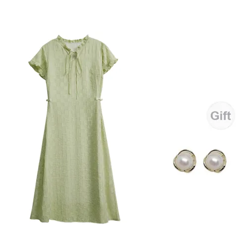 ANNECHEN Short-Sleeved Dresses Women's Light Green