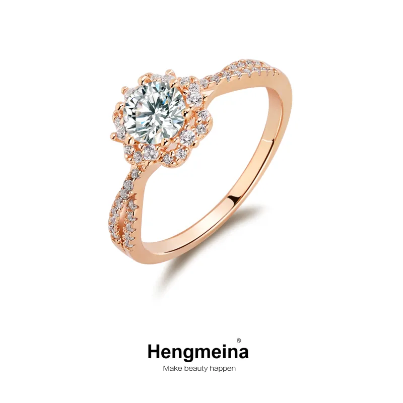 HENGMEINA 925 Sterling Silver, Moissanite Elegance Fashion Versatile Premium Ring Women's-1