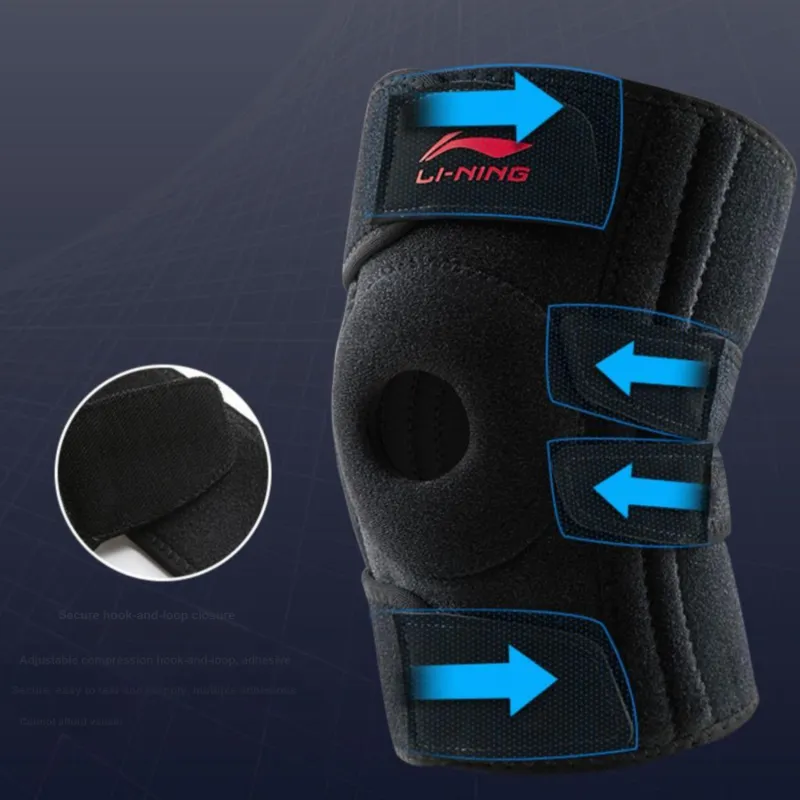 LiNing Tennis Cycling Running Soccer Basketball Mountaineering Men's Polyester Polyamide Elastane Knee Pads-3