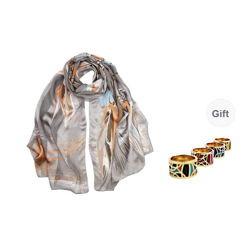 MARJAKURKI Silk Long Scarf Women's-0
