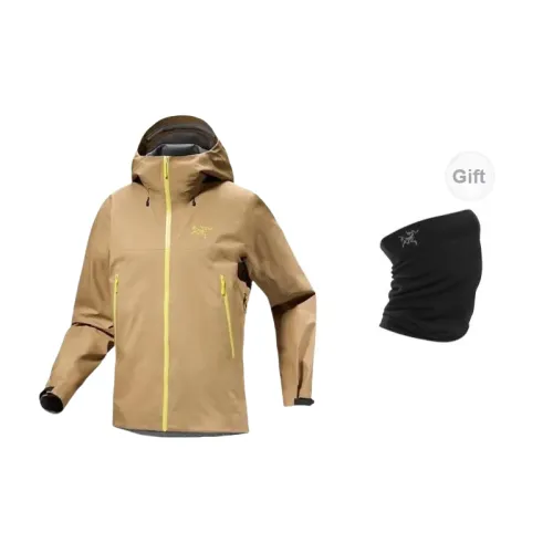 Arcteryx Beta Series Windbreaker Jackets Men Terracotta Brown With Free Scarves