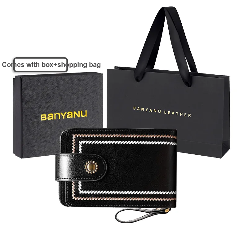 Banyanu Cow Leather Card Holder Regular Women's Jasper/Burgundy/Black/Peacock Blue/Brown/Antique Yellow-25