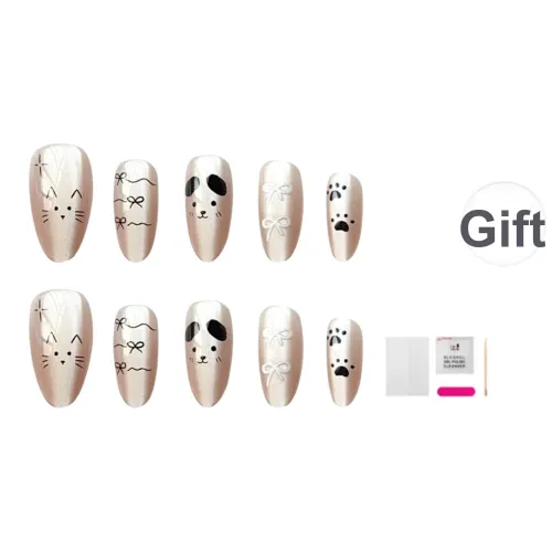 JIABITU Линия Котенок Nail Art Овал Укороченный Градиентный Однотонный Милый 14mm