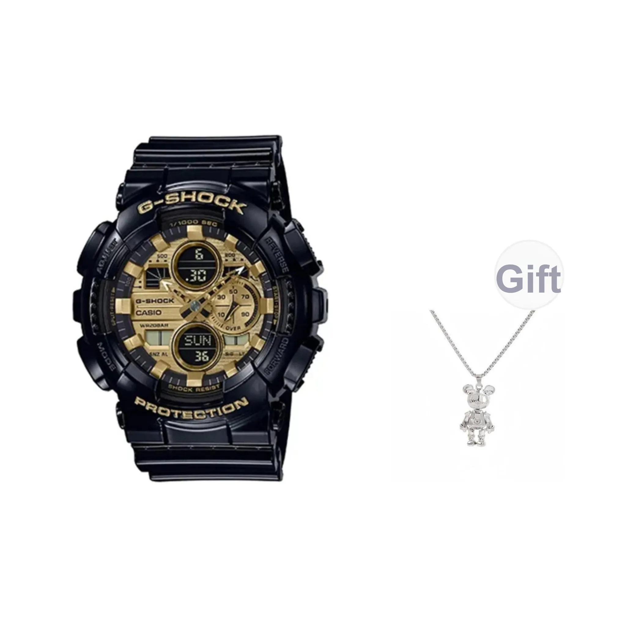 Г Shock Кварцевый Механизм Часы Унисекс Золотой Циферблат