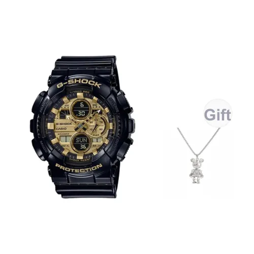 Г Shock Кварцевый Механизм Часы Унисекс Золотой Циферблат