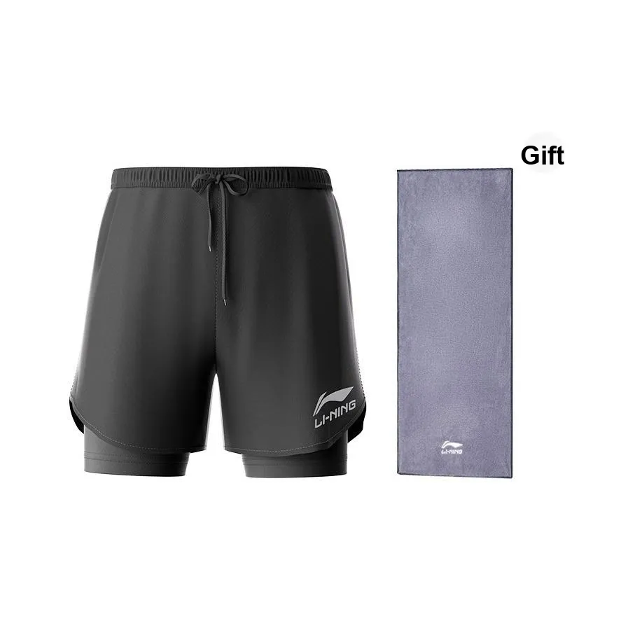 Шорты для спорта с подкладкой мужские черные