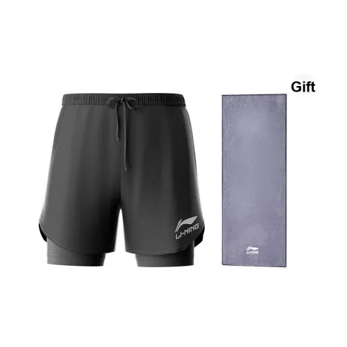 Шорты для спорта с подкладкой мужские черные