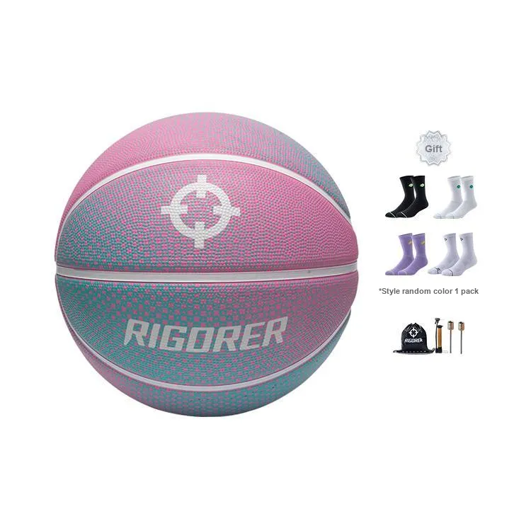RIGORER Gradient Color Series Rubber Basketball Rose Red Size 7 Ball Training Match Unisex-0