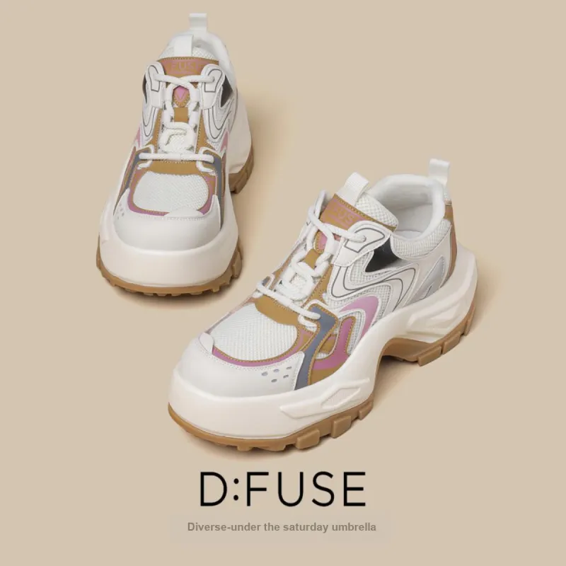 D FUSE SCANDINAVIA Chunky Sneakers Women's Low Top Beige/Apricot-3