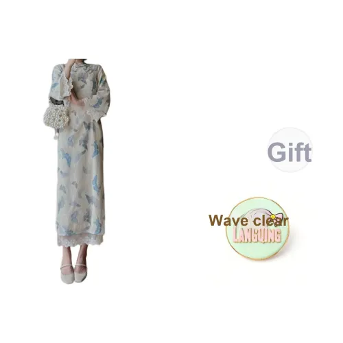 LANGQING Длинное платье с длинными рукавами женское