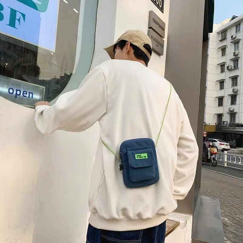 NIGEER Canvas Canvas Bag Small Bag Coin Purse Shoulder Bag Crossbody Bag Small Size Unisex Black/White/Khaki/Blue-22
