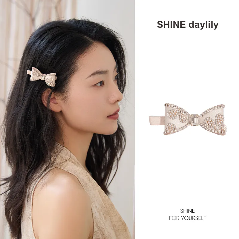 SHINE Fabric, Crystal Beads, Shell Pearl Hair Clips Women's-5