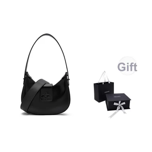 Pedro Сумка из коровьей кожи Полумесяц Сумка через плечо Стандартная Женская Светлый Умбра Черный