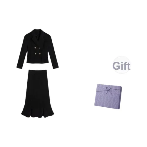 DITB Черный топ + Юбка Женские Бизнес-костюмы