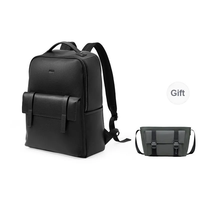 POLO Top Grain Cow Leather Backpack Large Size Men's Black