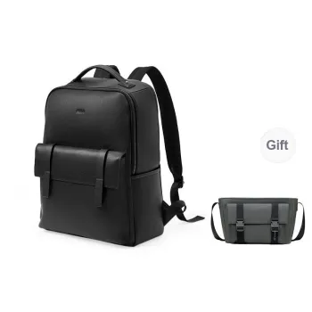 POLO Top Grain Cow Leather Backpack Large Size Men's Black