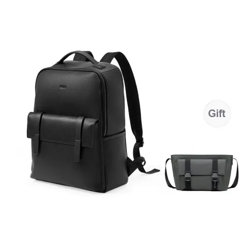 POLO Top Grain Cow Leather Backpack Large Size Men's Black
