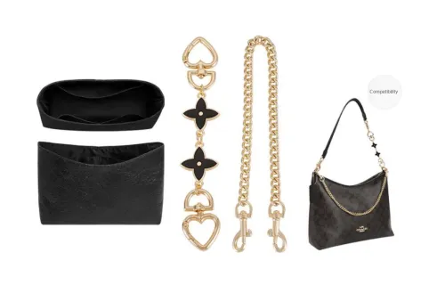 Lan Bao Fan Metal Alloy Bag Accessory Combo Set Women's Gold Tone