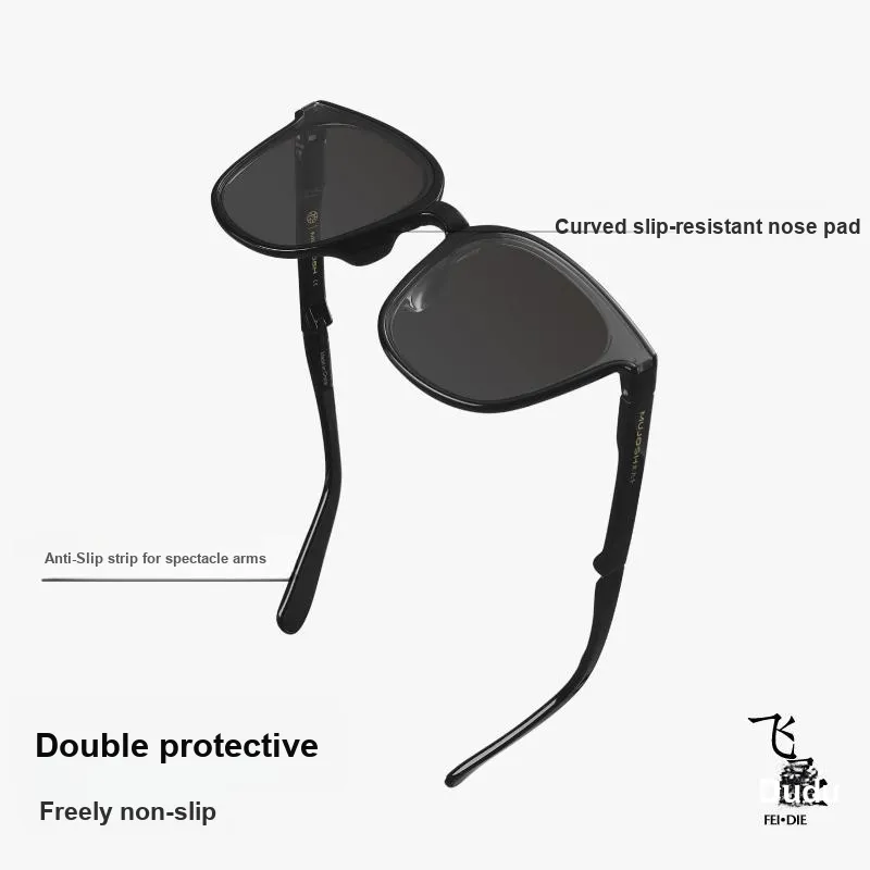 MUJOSH TR90 Square Sun Protection Sunglasses With UV Protection And Eye Protection Unisex Black-2